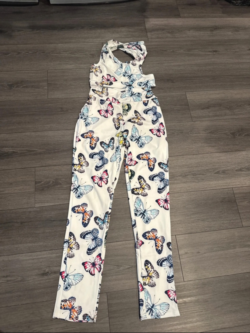 Title: Y2K Butterfly Print Cutout Jumpsuit One Piece Festival Outfit